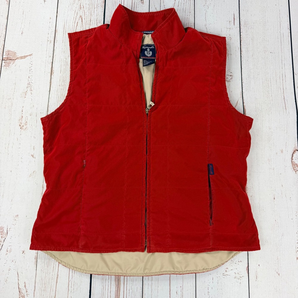 Faconnable Red Water Resistant Quilted Zip Up Vest Women Medium Albert Goldberg